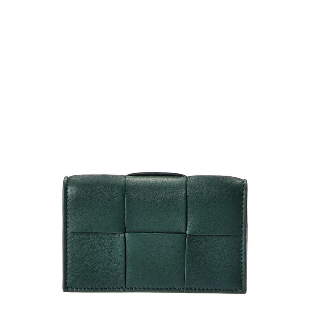 Bottega Veneta Maxi Intrecciato Leather Business Card Case, Green